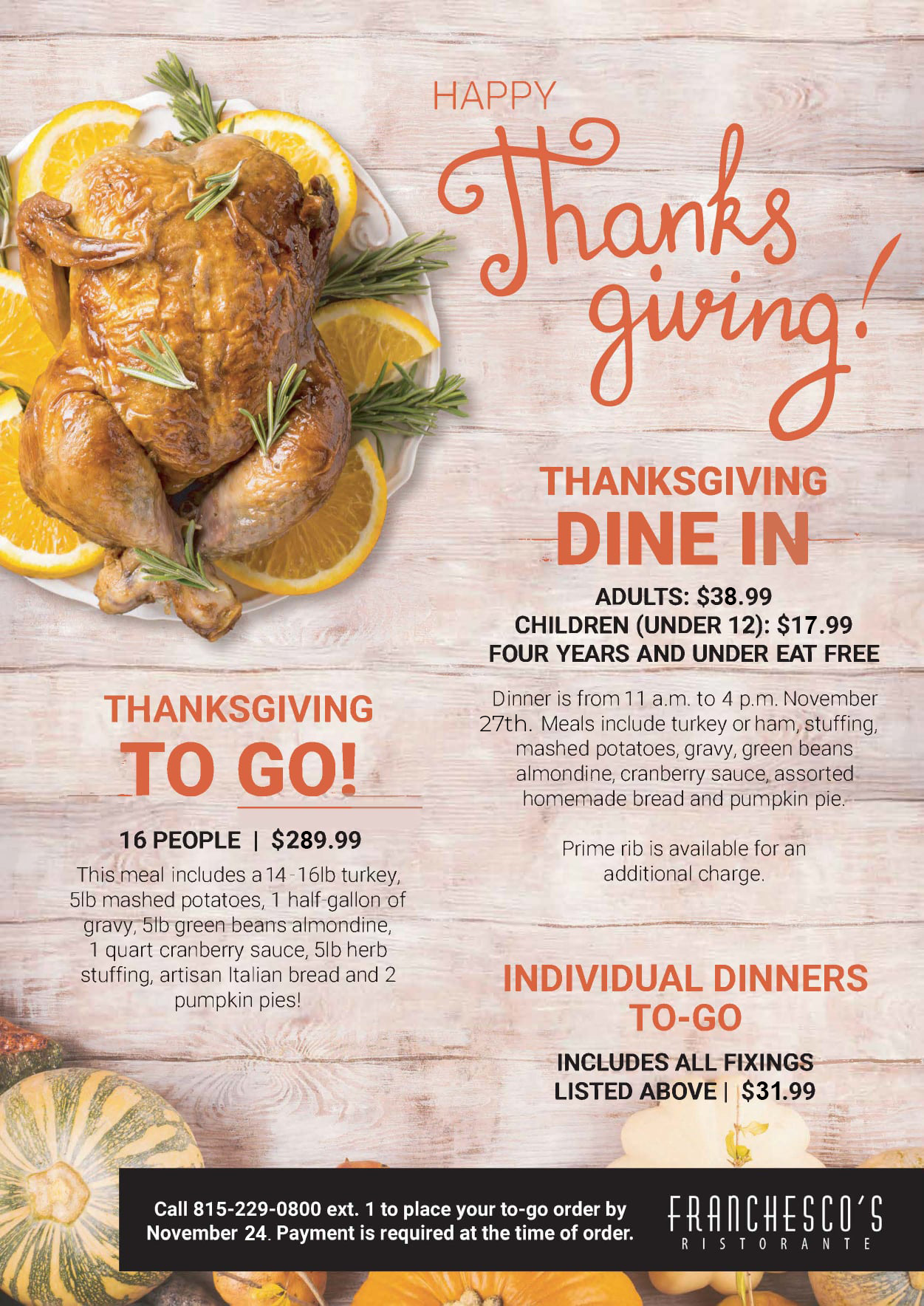 Franchescos Thanksgiving 2025