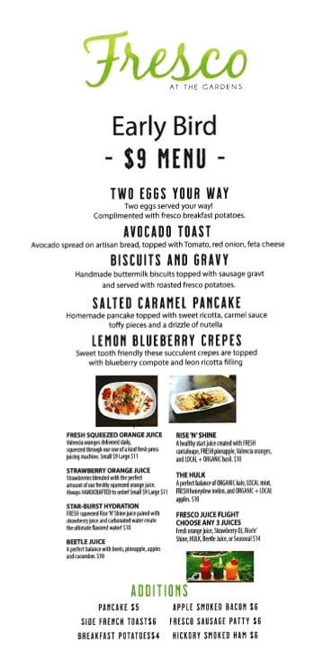 early bird menu early bird menu